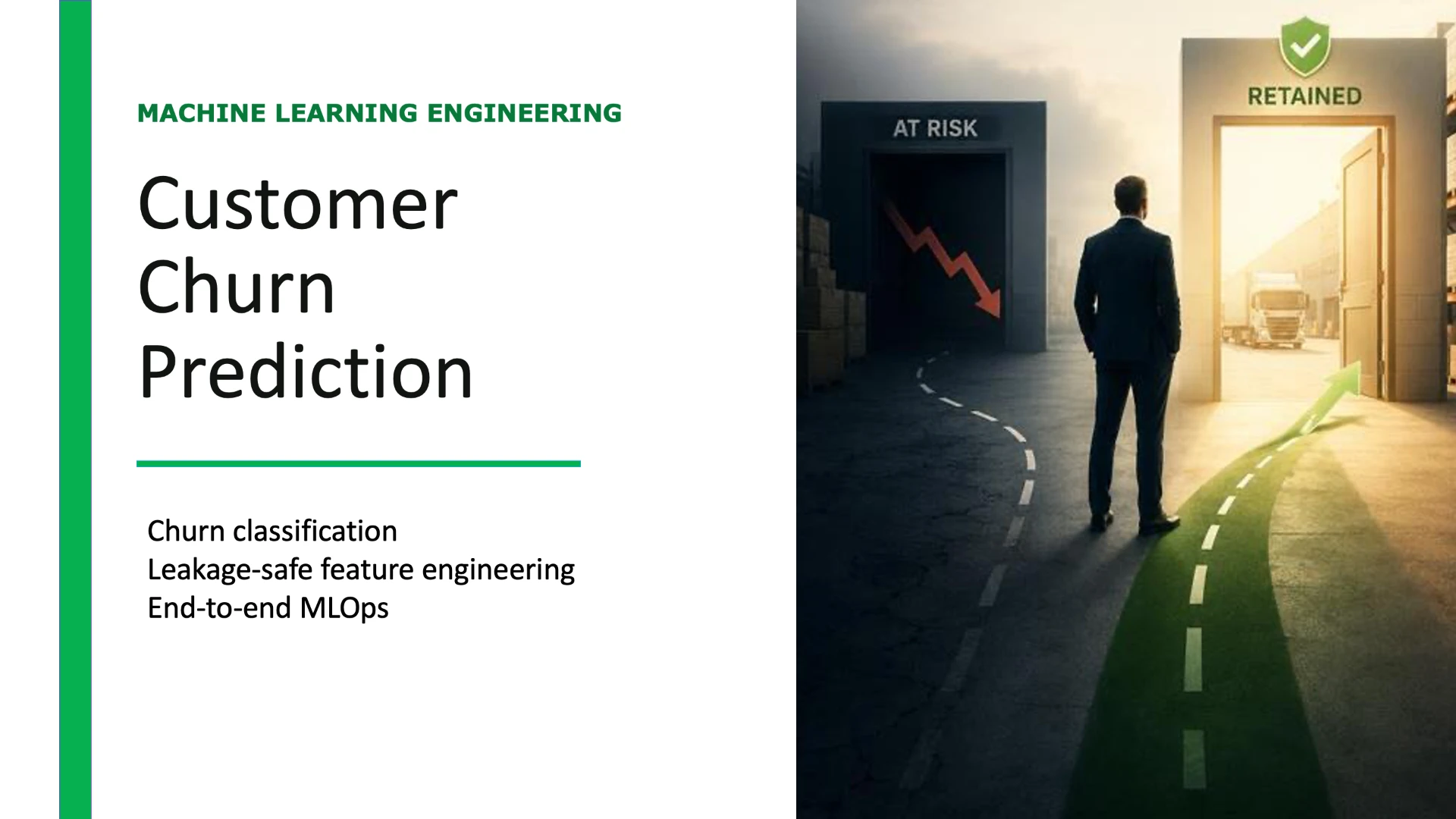First slide of the Customer Churn Prediction presentation